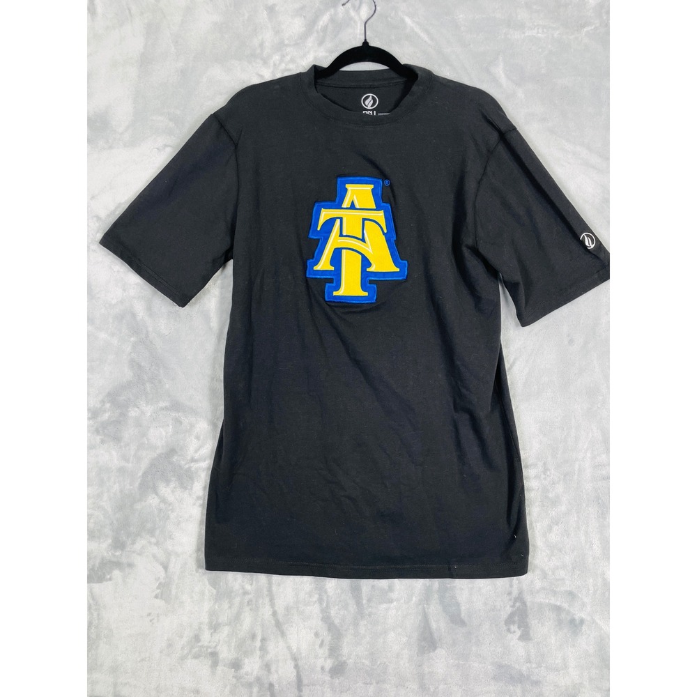 FISLL NC A&T Aggies T-Shirt Mens M Black Excellent Patch Print Graphic Tee